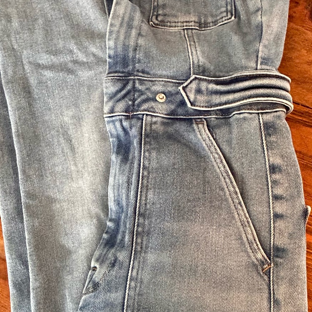 Good American Light Blue Denim Straight Leg Pants Jumpsuit - Picture 7 of 9